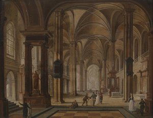 Church Interior with Elegant People